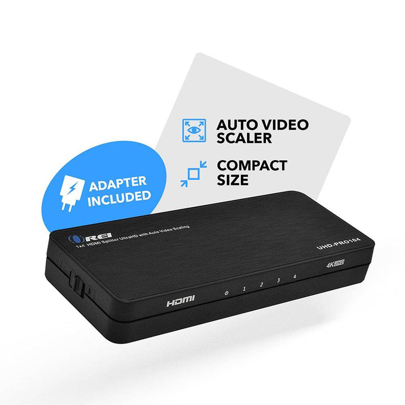 1x4 HDMI Splitter: 1-in 4-out, UltraHD 4K, Auto-Downscale, EDID (UHD-PRO104)