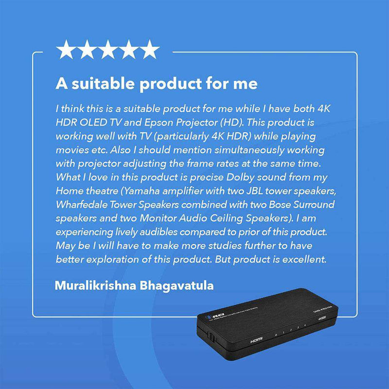 1x4 HDMI Splitter: 1-in 4-out, UltraHD 4K, Auto-Downscale, EDID (UHD-PRO104)