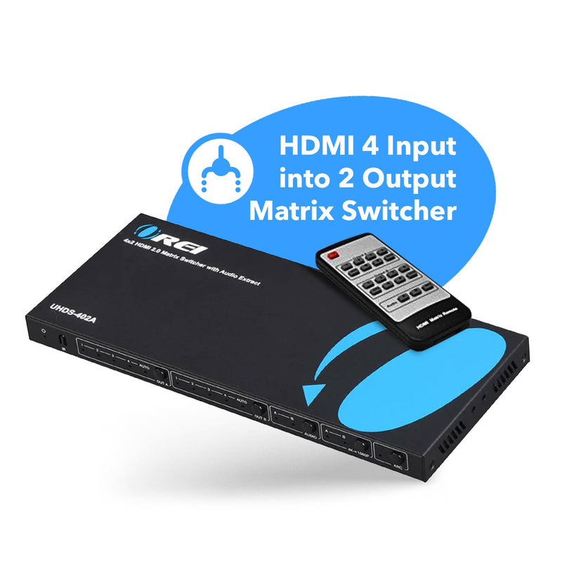 4x2 HDMI Matrix Switcher with Audio Extraction (UHDS-402A)