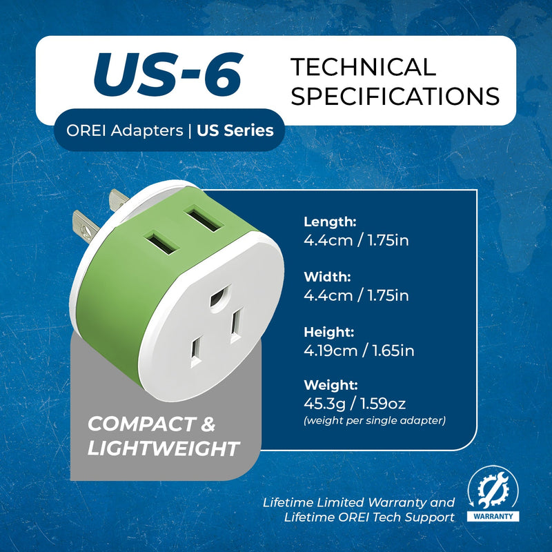 Japan, Philippines Travel Adapter - 2 in 1 - Type A - Compact Design (US-6)