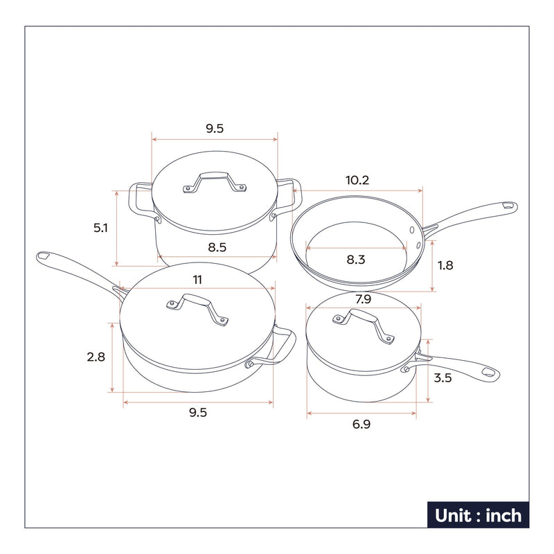 Ciarra Beyond Cookware Set Orangina (4PCS)