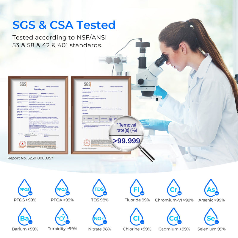 Waterdrop - Sistema de ósmosis inversa sin tanque de 800 GPD con luz esterilizadora ultravioleta - Waterdrop G3P800