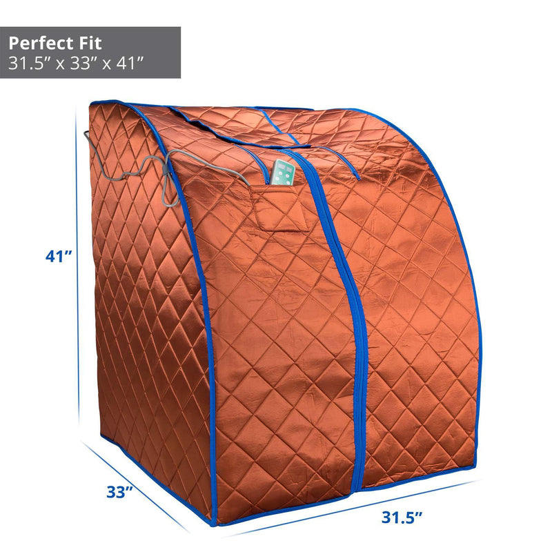 Durasage Health - Large Portable Low EMF Negative Ion Indoor Sauna with Chair and Heated Footpad Included - Copper