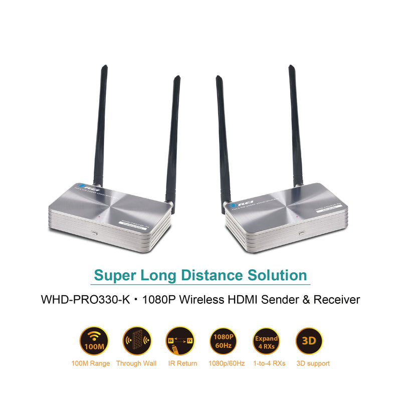 Wireless HDMI Transmitter & Receiver Extender upto 330 ft- IR Support 5G Transmission (WHD-PRO330-K)