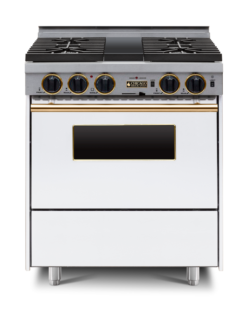 Chicago Brick Oven - 30” Dual-Fuel Self-Cleaning Convection Range - Sealed Burners