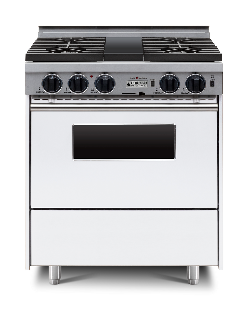 Horno de ladrillo Chicago - Cocina de convección autolimpiante de combustible dual a gas LP de 30" - Quemadores sellados