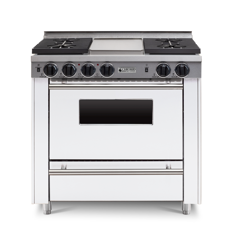 Horno de ladrillo Chicago - Cocina de convección a gas LP de 36" - Quemadores sellados (opción de 4 a 6 quemadores)