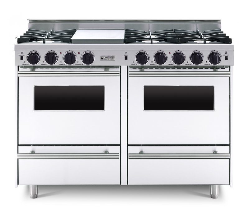 Horno de ladrillo Chicago - Cocina a gas de 48" LP - Quemadores abiertos