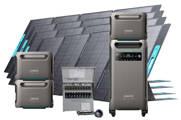 Anker SOLIX F3800 + Batería de expansión*3 + Kit de interruptor de transferencia + Panel solar PS400 400W*4 (15360Wh en total)