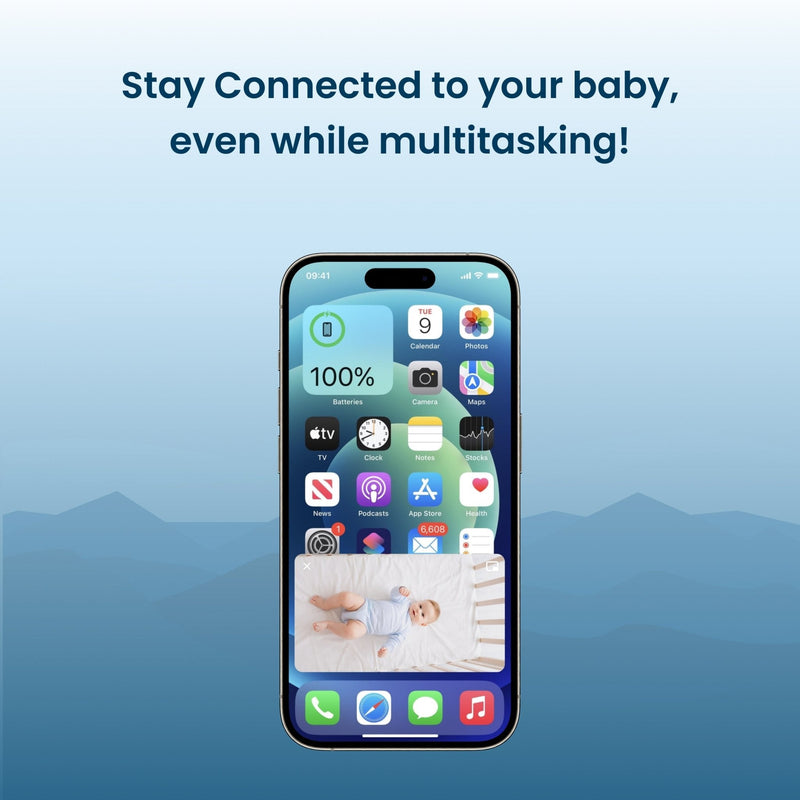 Guardería inteligente Babysense Safe Sleep: monitor de vídeo para bebés, detección de movimiento respiratorio con alertas de seguridad, luz nocturna y máquina de sonido
