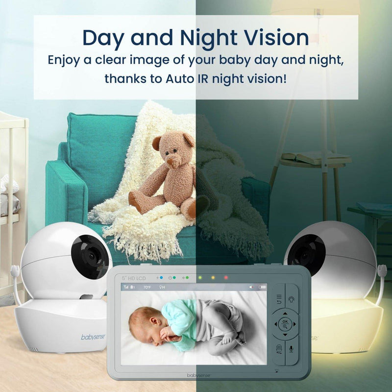 Babysense True Sleep: monitor de vídeo para bebés con detección de movimiento y respiración y alertas de seguridad, 1 o 2 cámaras 