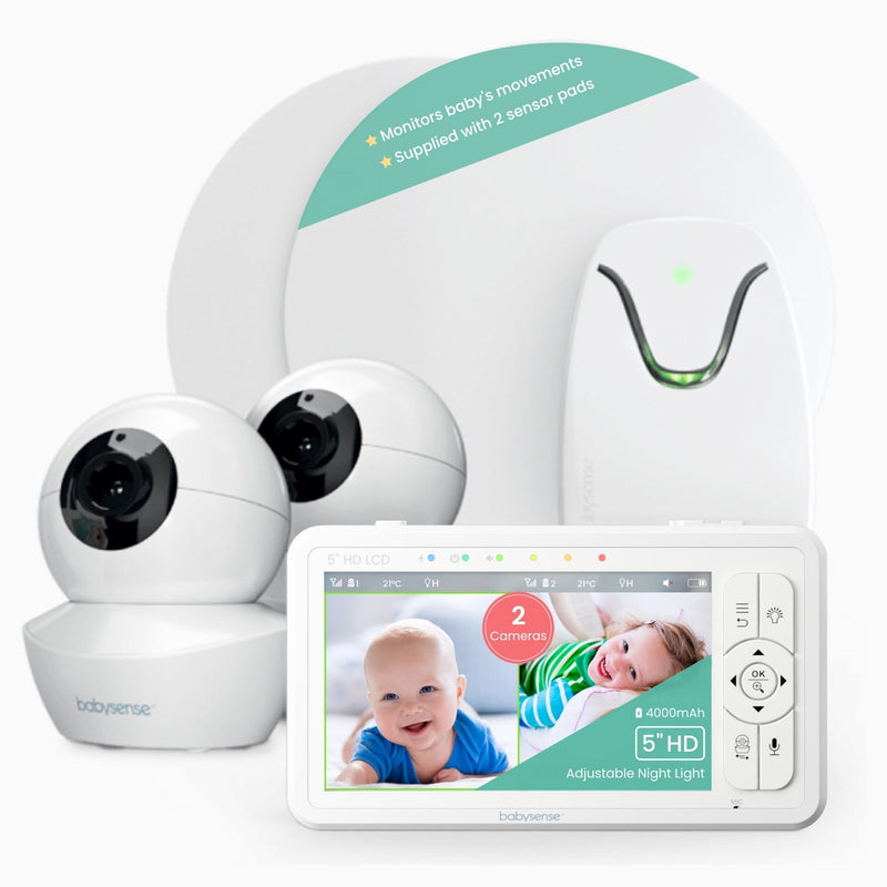 Babysense True Sleep: monitor de vídeo para bebés con detección de movimiento y respiración y alertas de seguridad, 1 o 2 cámaras 