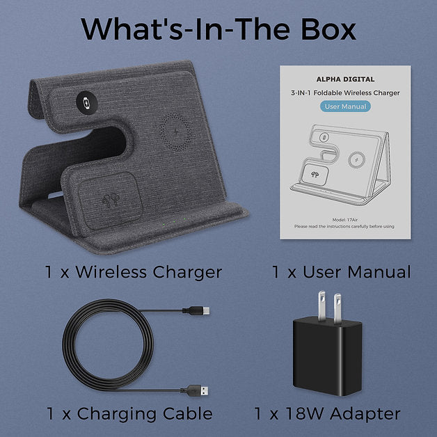 Cargador inalámbrico plegable de alta eficiencia 3 en 1 de Sungale
