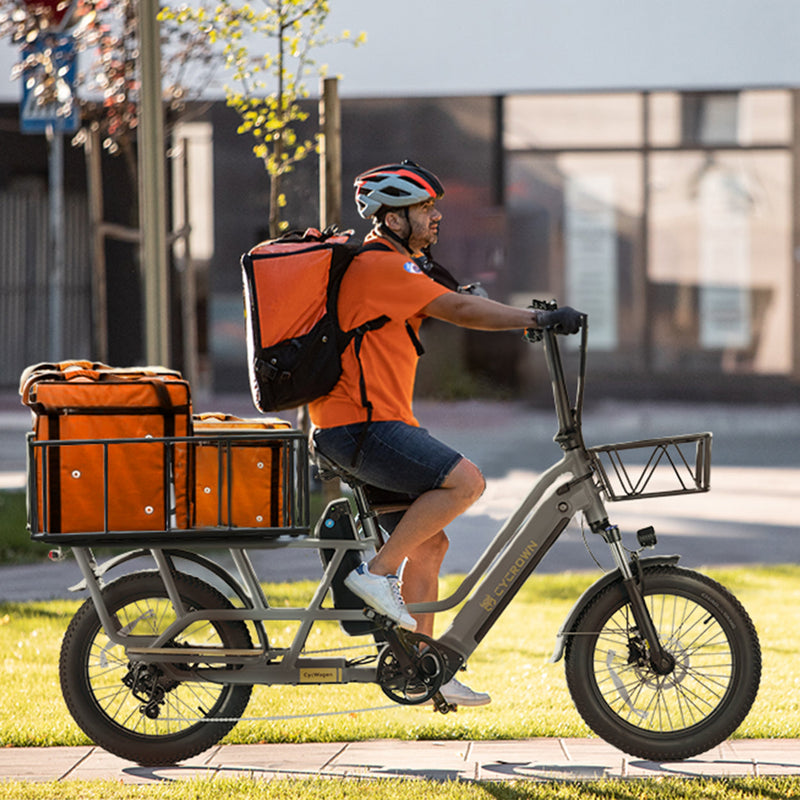 Bicicleta eléctrica de carga CycWagen con batería doble y cola larga