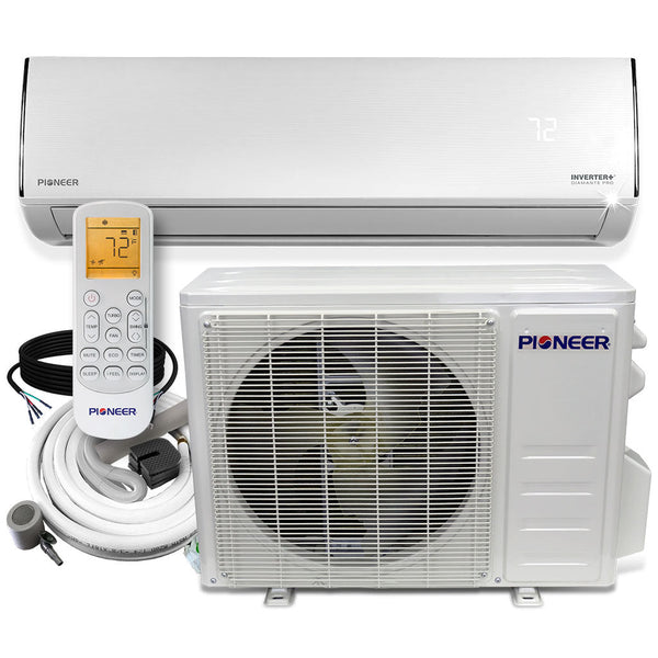 Aire acondicionado minisplit sin conductos Pioneer® Diamante Pro Series de 36 000 BTU, 19 SEER2, con inversor y bomba de calor, conjunto completo de 230 V con kit de 16 pies