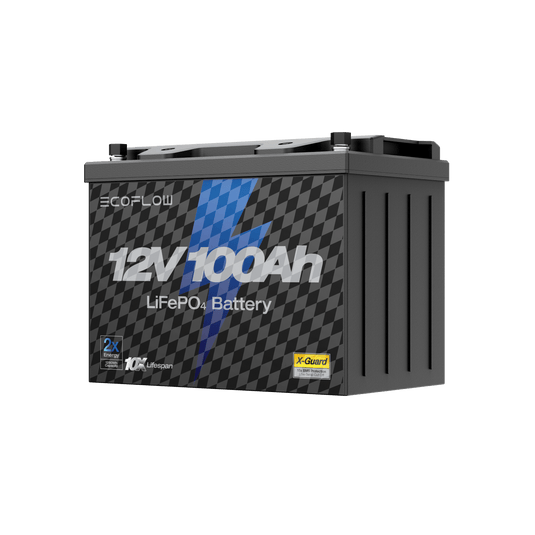 Batería de litio de ciclo profundo LiFePO4 EcoFlow de 12 V y 100 Ah