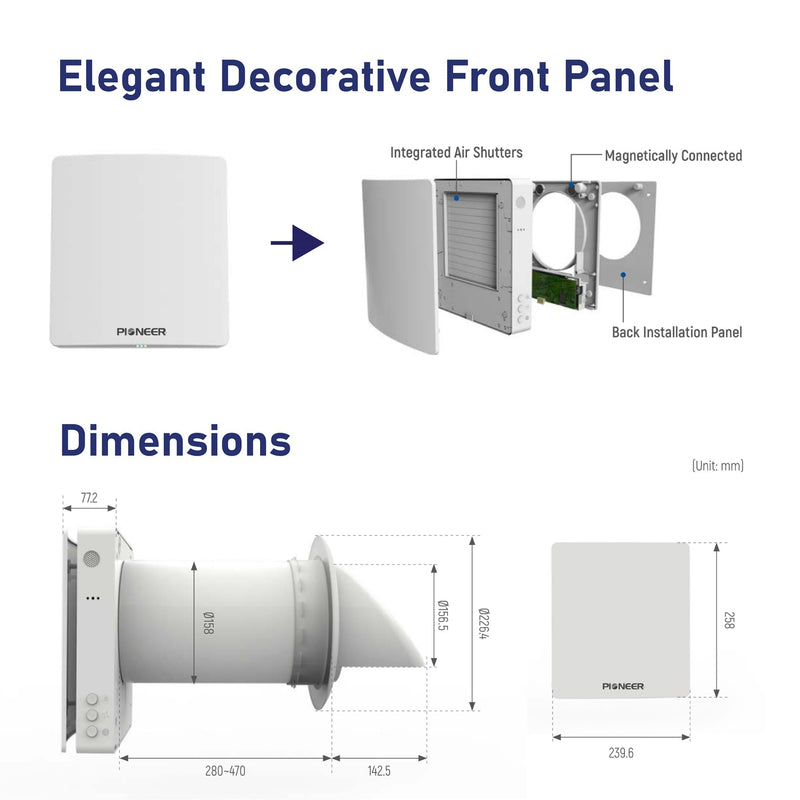 Ventilador de recuperación de energía con Wi-Fi para una sola habitación, sin conductos, Pioneer® ECOasis 50