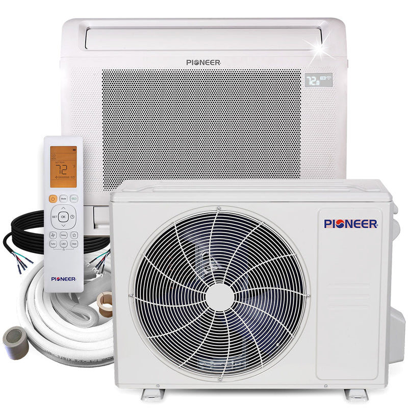 Sistema de aire acondicionado con bomba de calor Pioneer® de consola de piso de 18 000 BTU, 22,4 SEER2, minisplit Inverter++, Energy-Star, 230 V