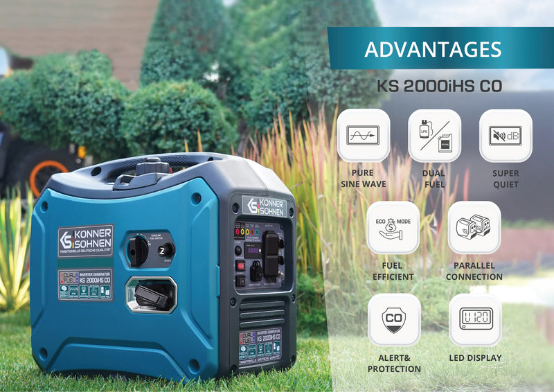 KS 2000iHS CO LPG/Gasoline Inverter Generator