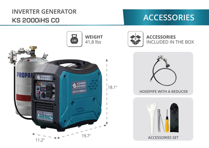 KS 2000iHS CO LPG/Gasoline Inverter Generator