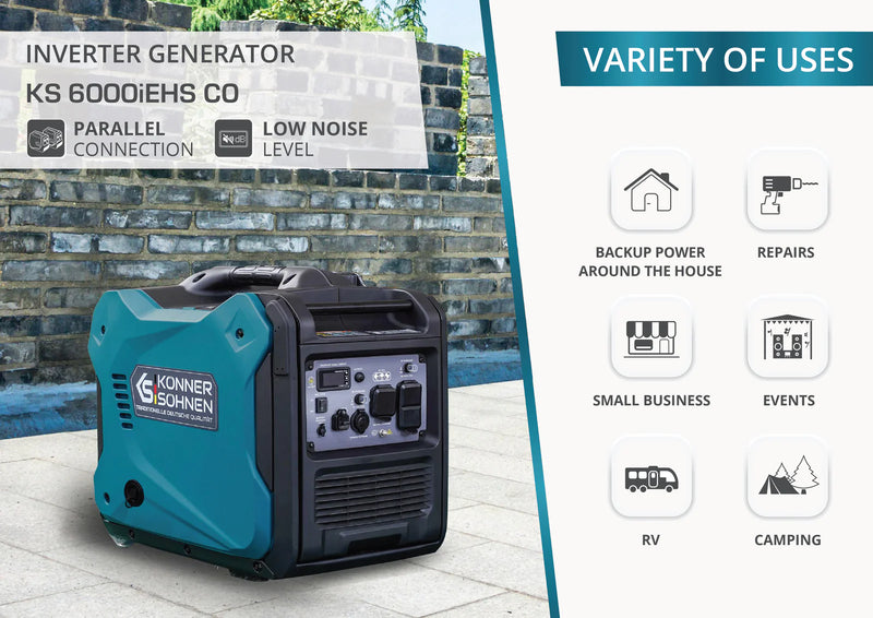 KS 6000iEHS CO LPG/Gasoline Inverter Generator