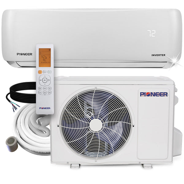 Sistema completo de aire acondicionado con bomba de calor y minisplit sin conductos Inverter+ de 12 000 BTU y 20,8 SEER2 de Pioneer®, 115 V