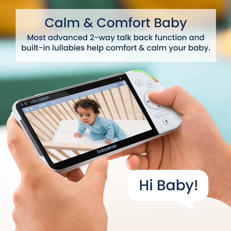 Babysense Max View: monitor de video para bebés con 2 cámaras, sin wifi, pantalla dividida, luz nocturna y dispositivo de sonido