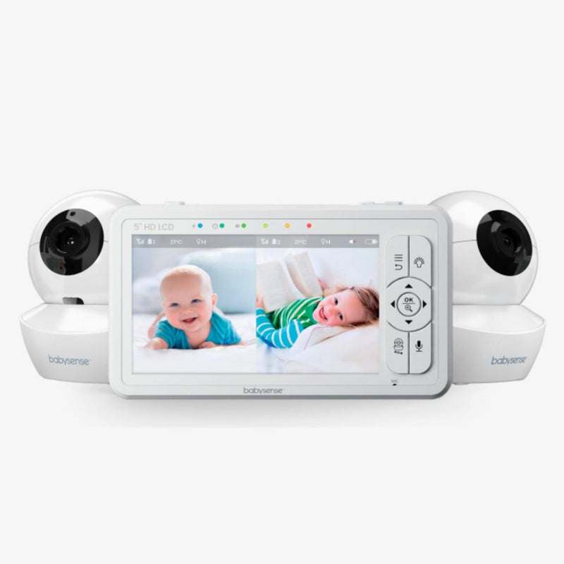 Babysense HD S2: monitor de vídeo para bebés con 2 cámaras, sin wifi, pantalla dividida y luz nocturna