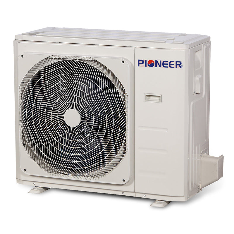 Sistema completo de aire acondicionado con bomba de calor de 8 vías y minisplit de casete delgado Pioneer® de 36 000 BTU, 19,2 SEER2, 230 V