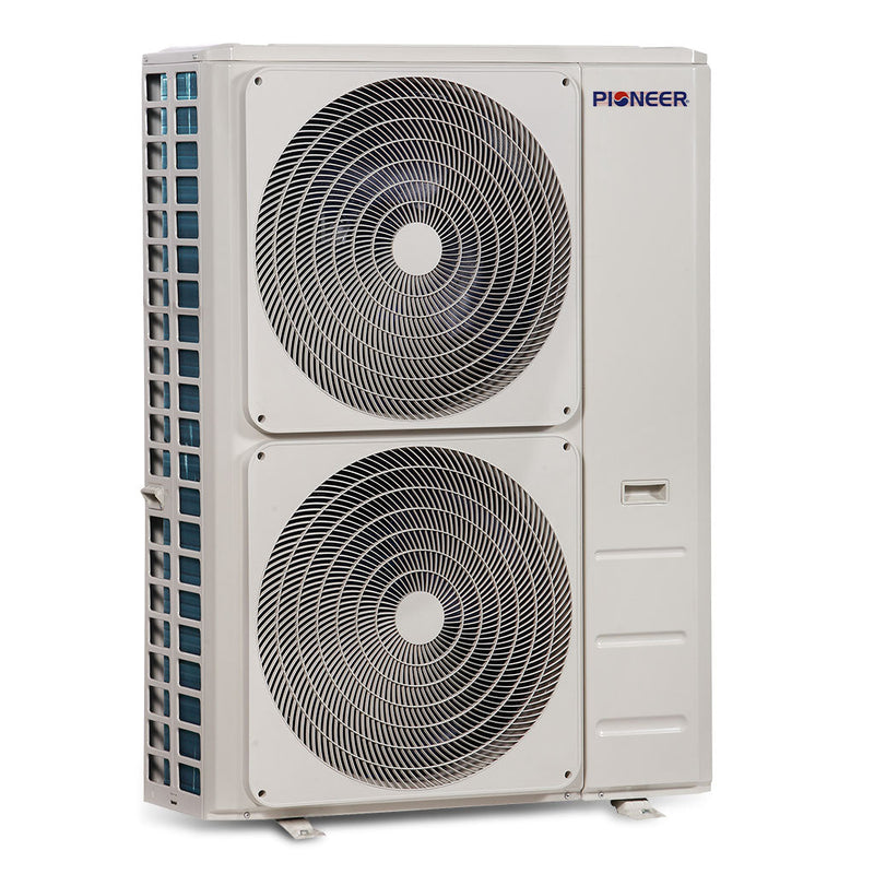 Sistema completo de aire acondicionado con bomba de calor de 230 V, minisplit, casete delgado de 8 vías, 48 ​​000 BTU y 18,5 SEER2 de Pioneer®