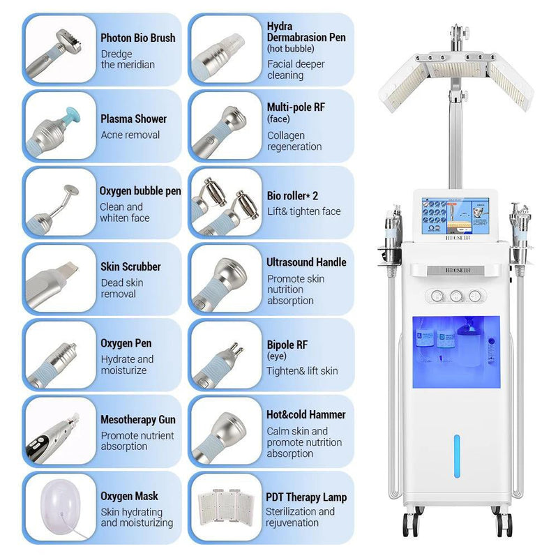 Dermoabrasión hidroeléctrica avanzada 14 en 1 con terapia de luz PDT de Shape Tactics