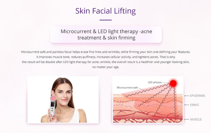 Dispositivo de belleza con microcorriente para el cuidado facial con LED de fotones Shape Tactics