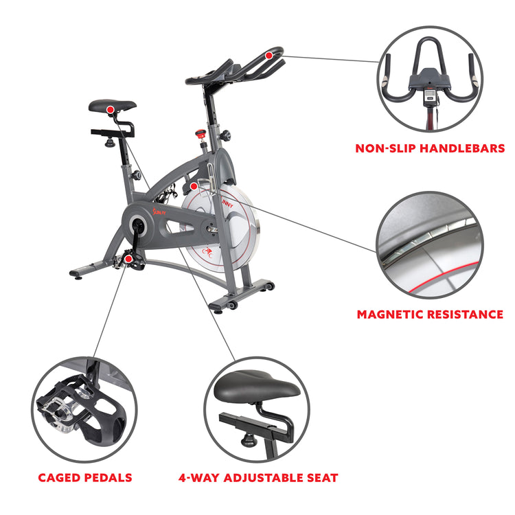 Bicicleta estática para interiores con transmisión por correa magnética Sunny Health &amp; Fitness - SF-B1877