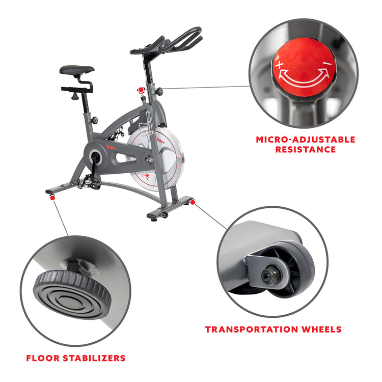 Bicicleta estática para interiores con transmisión por correa magnética Sunny Health &amp; Fitness - SF-B1877