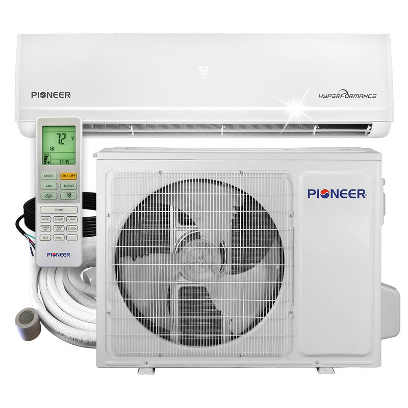 Aire acondicionado minisplit sin conductos Pioneer® Hyperformance™ de 18 000 BTU, 20,5 SEER2, Inverter++, con Wi-Fi, bomba de calor, conjunto completo de 230 V