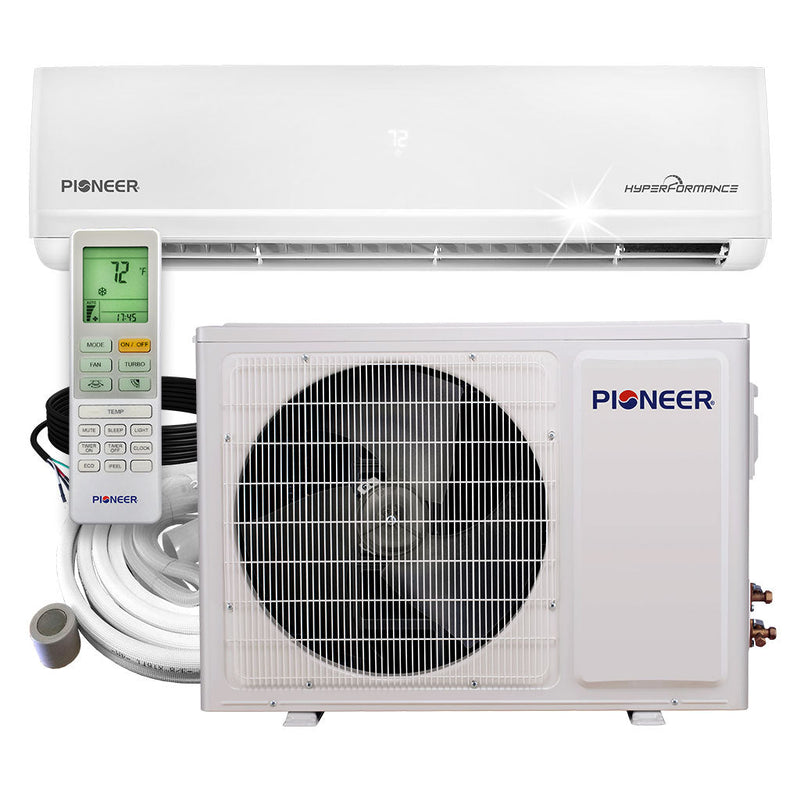 Aire acondicionado minisplit sin conductos Pioneer® Hyperformance™ de 12 000 BTU, 23,5 SEER2, Inverter++, con Wi-Fi y Energy-Star, bomba de calor Hyper, conjunto completo de 230 V