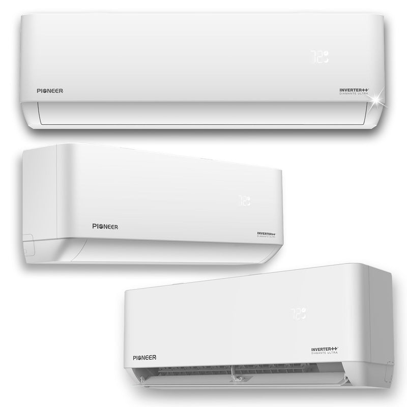 Aire acondicionado de pared con bomba de calor y montaje en pared, de 3 zonas, 36 000 BTU, 3 toneladas, Wi-Fi, 21,5 SEER2, Energy-Star, 230 voltios, triple split, Diamante Ultra