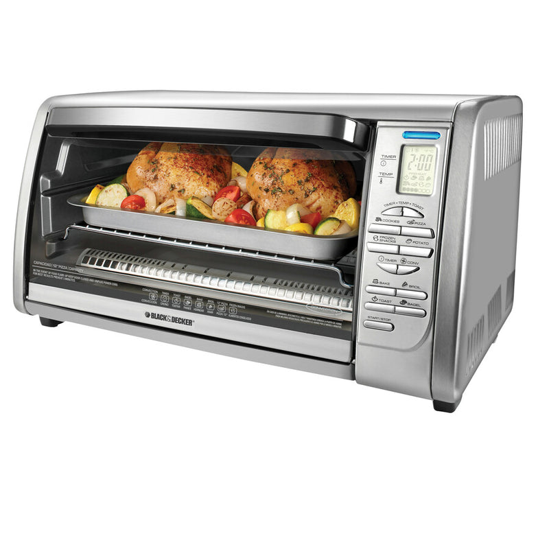 Extra Wide Countertop Toaster Oven - for 8-Slice Bread with Bake Pan, Broil  Rack & Toasting Rack (Black)