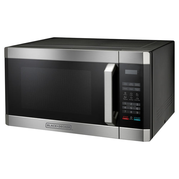 BLACK+DECKER 1.1 cu ft 1000W Microwave Oven - Stainless Steel Black